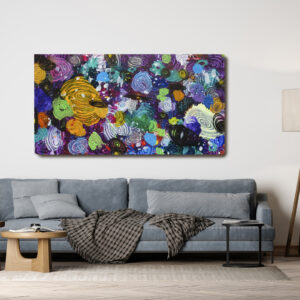 Cosmic Bang, 95 x 180 cm, akrilne boje na platnu, 2020 u sobi
