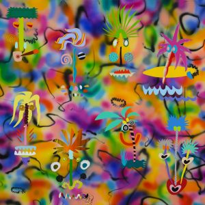Tropical Dream, 100x100cm, akrilne boje na platnu, 2023