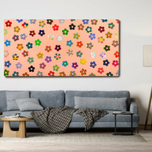 Slika Flower Power u prostoru, 100x200 cm, akrilne boje na platnu, Vuk Vuckovic